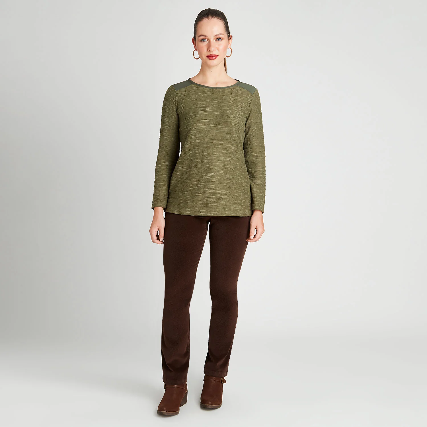 Polera Manga Larga Con Escote Redondo Y Amarra En Espalda Verde - Image 4