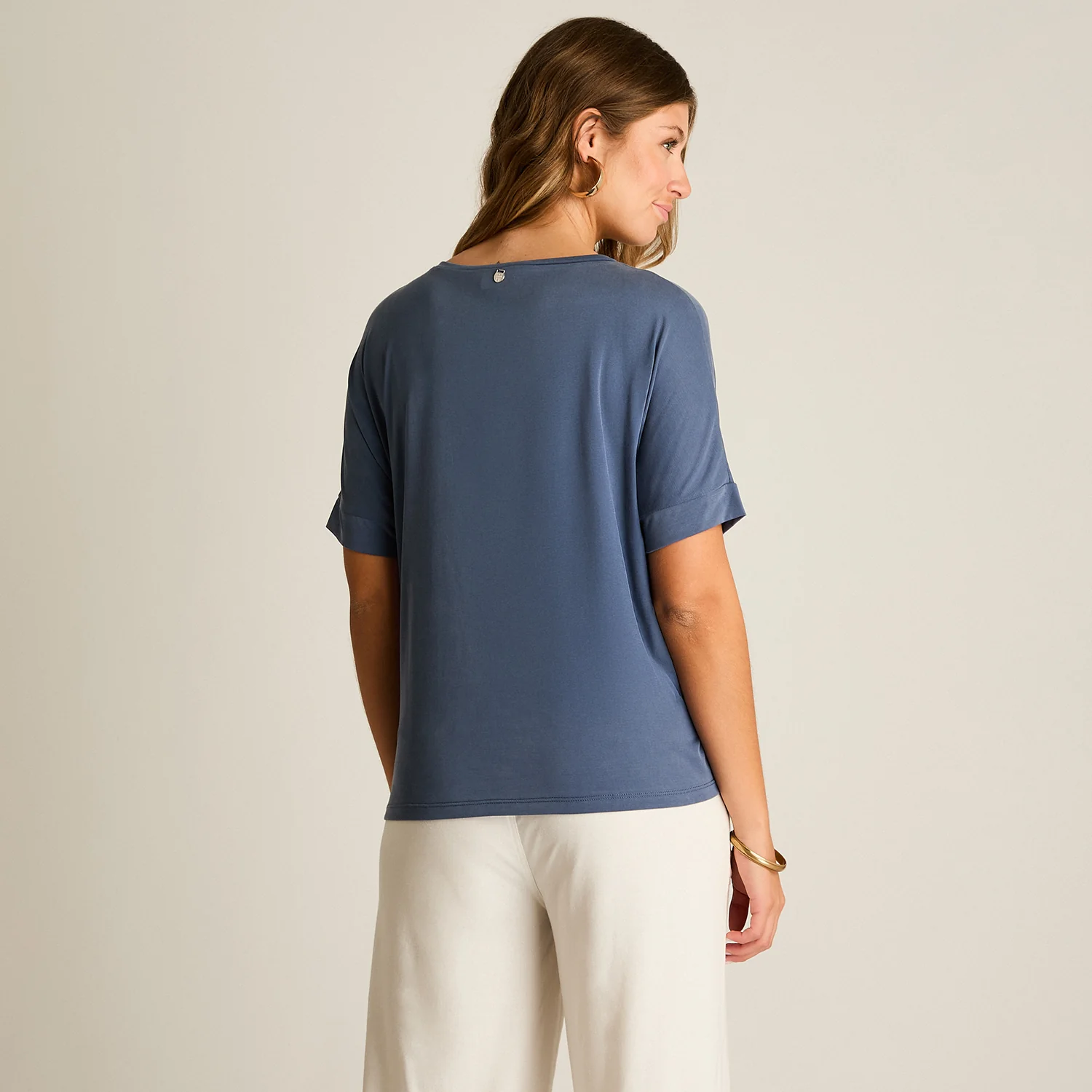 Polera Índigo Manga Corta con Lazo Lateral - Image 3