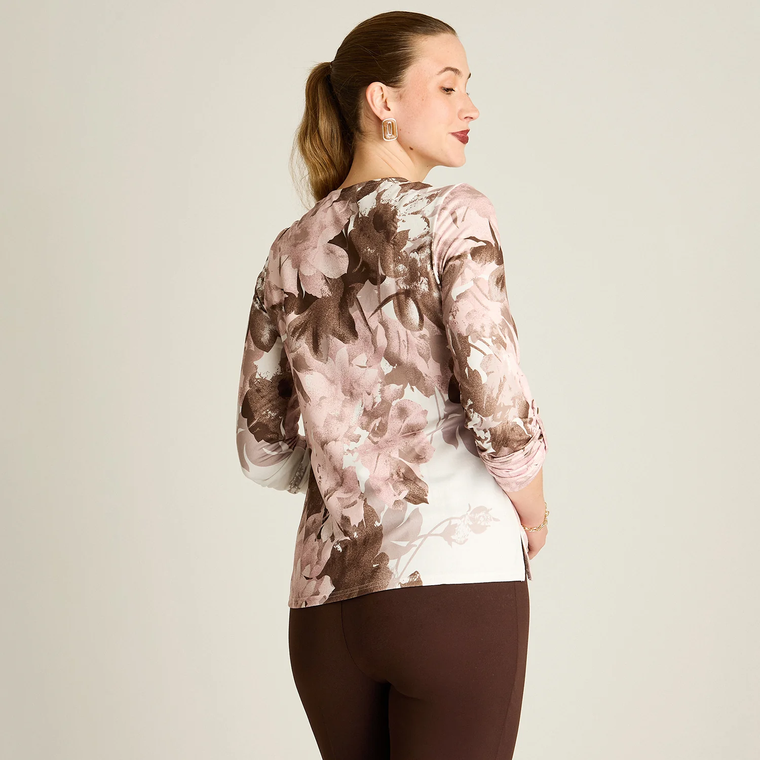 Polera Lanilla Rosado Estampada Escote Redondo - Image 3