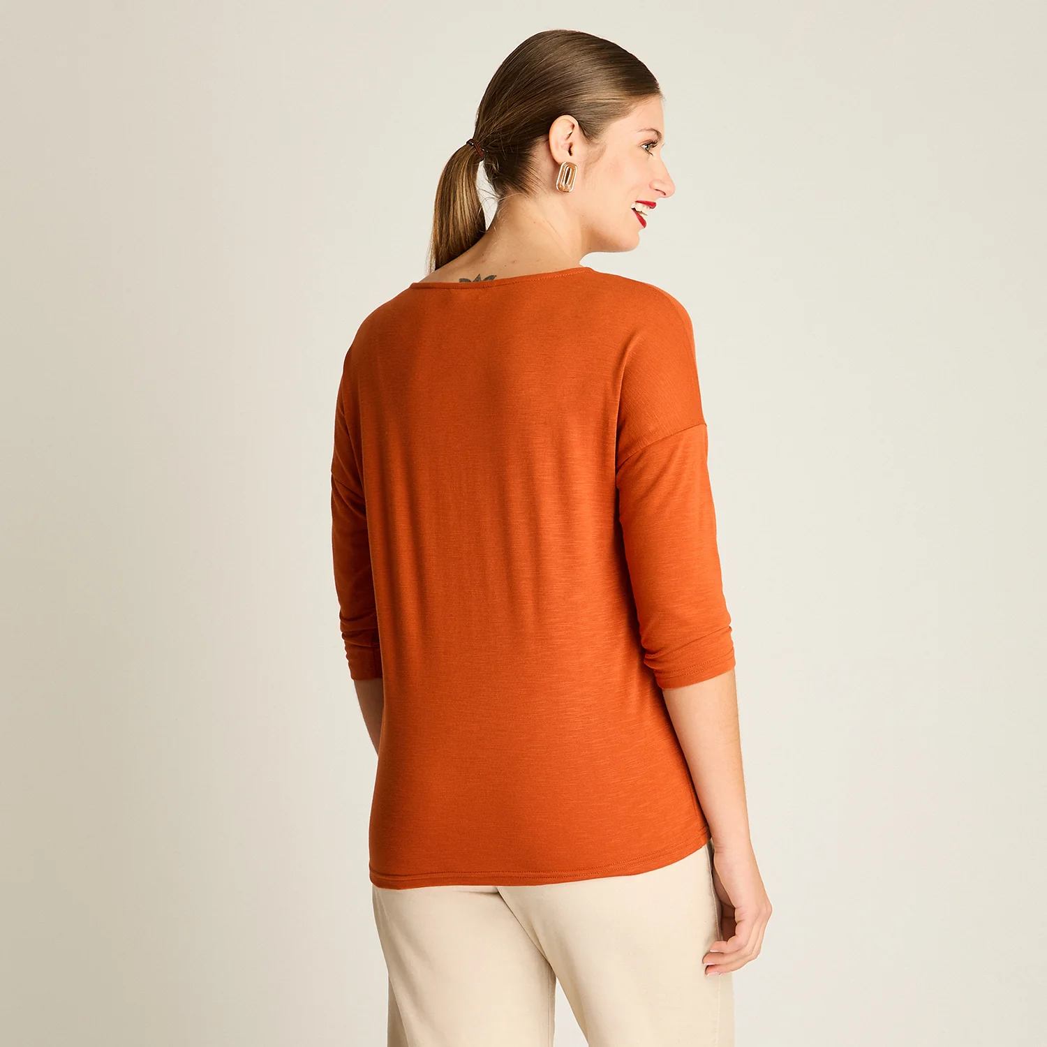 Polera Terracota Manga 3/4 Estampada - Image 3