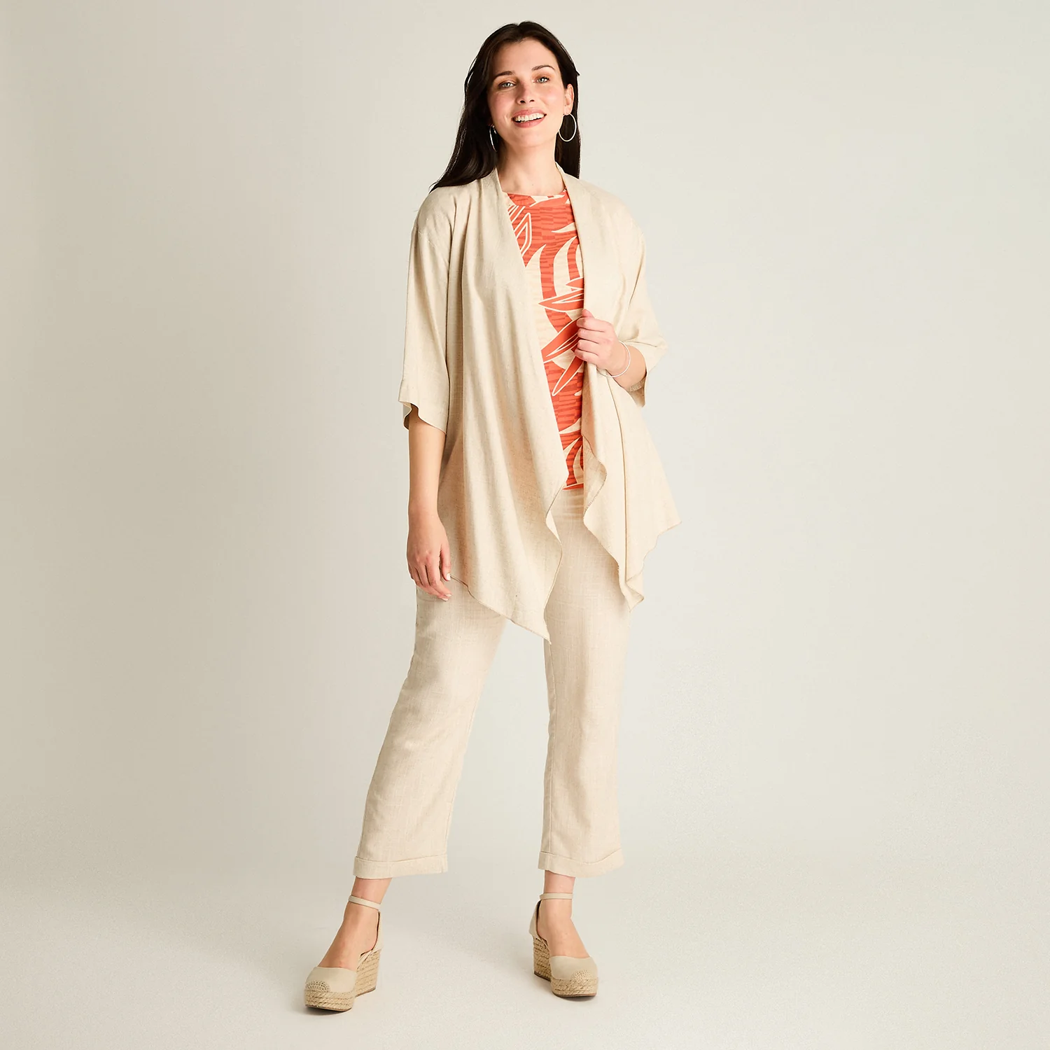 Tapado Beige Manga 3/4 No Elasticado Calce Holgado - Image 4