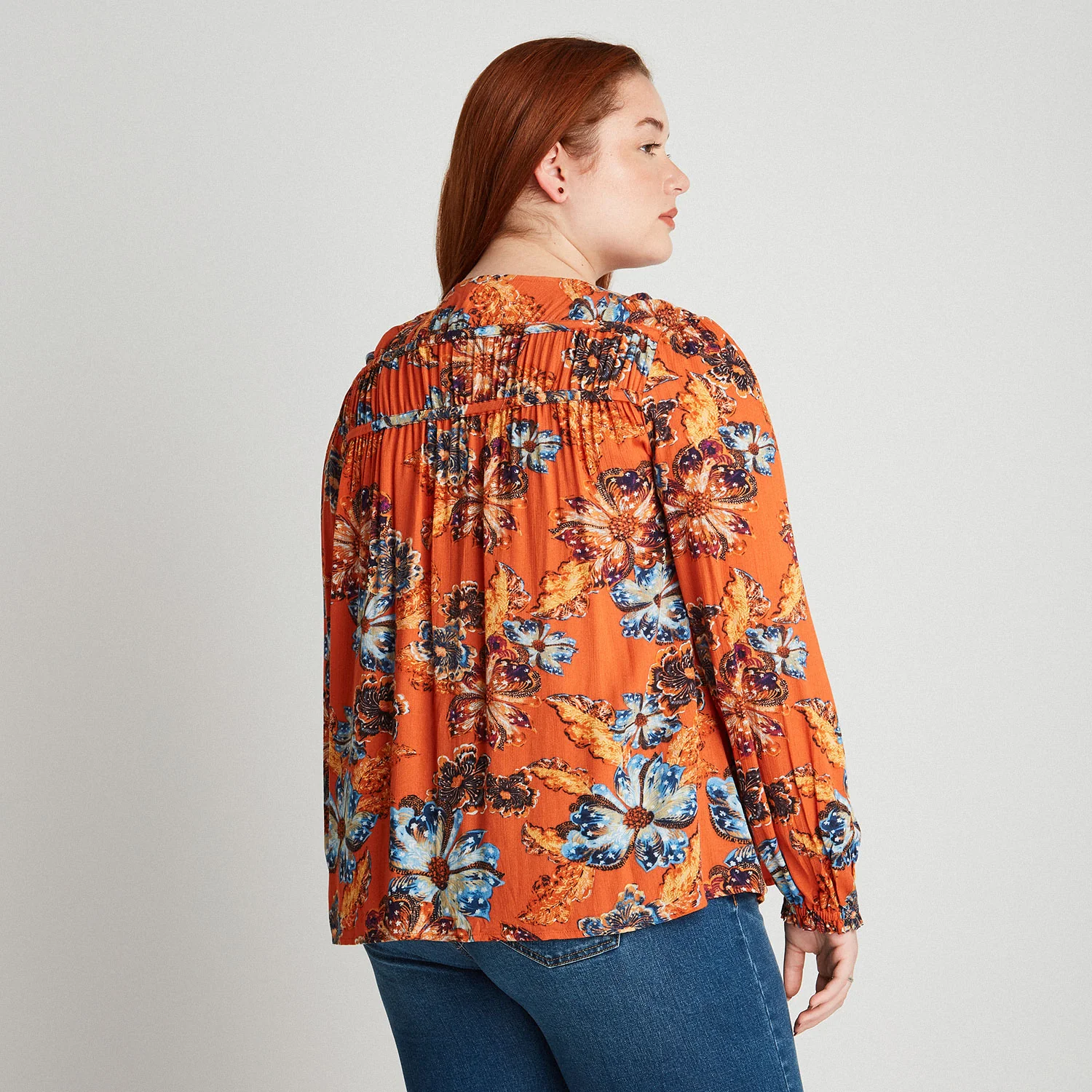 Blusa Estampada Con Botones Naranja - Image 4