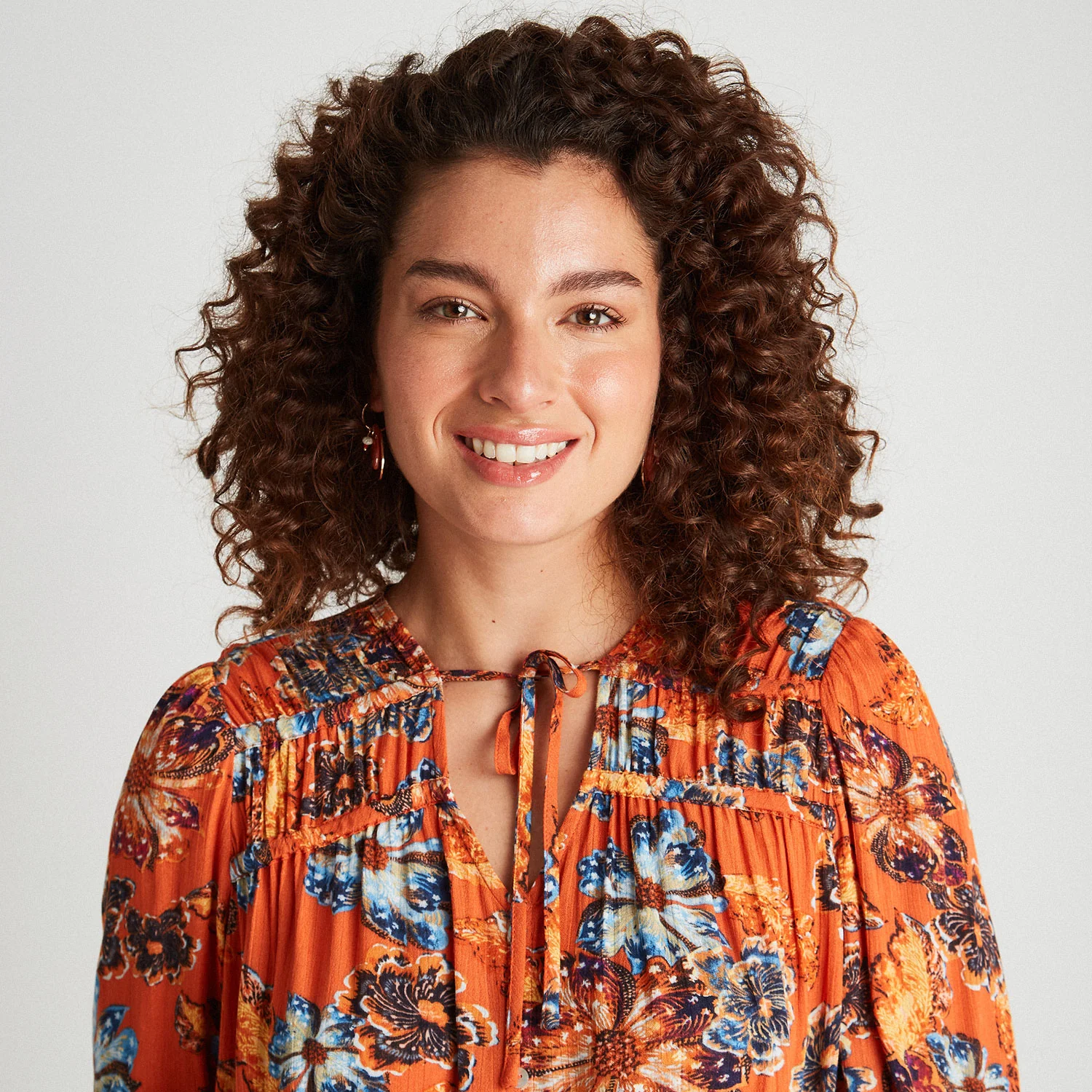 Blusa Estampada Con Botones Naranja - Image 5