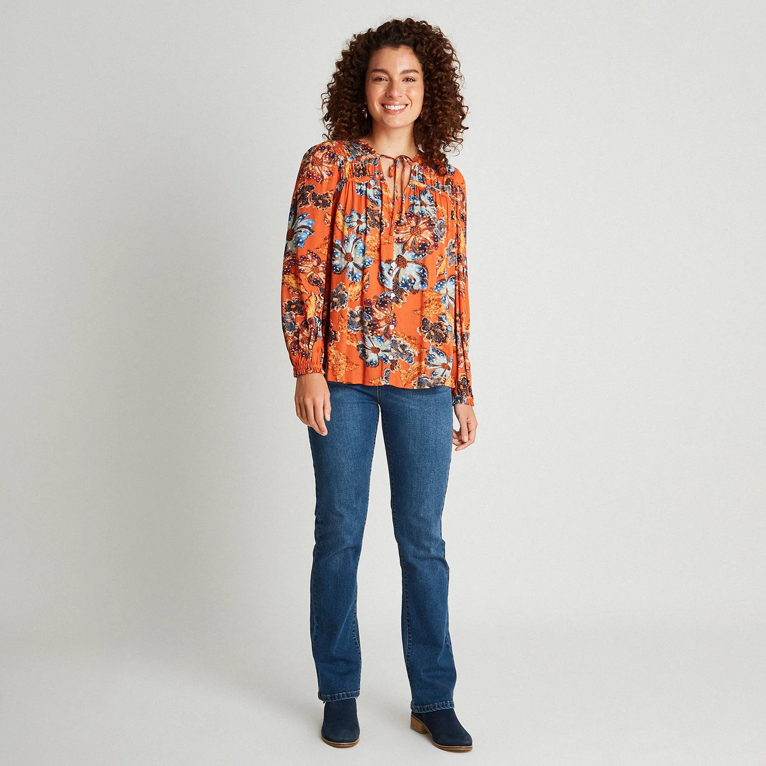 Blusa Estampada Con Botones Naranja - Image 7