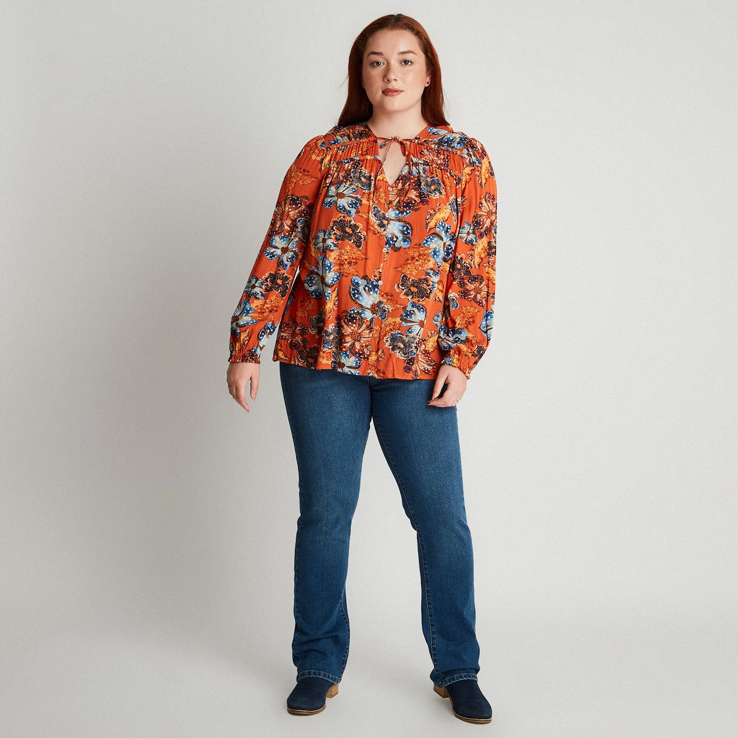 Blusa Estampada Con Botones Naranja - Image 8