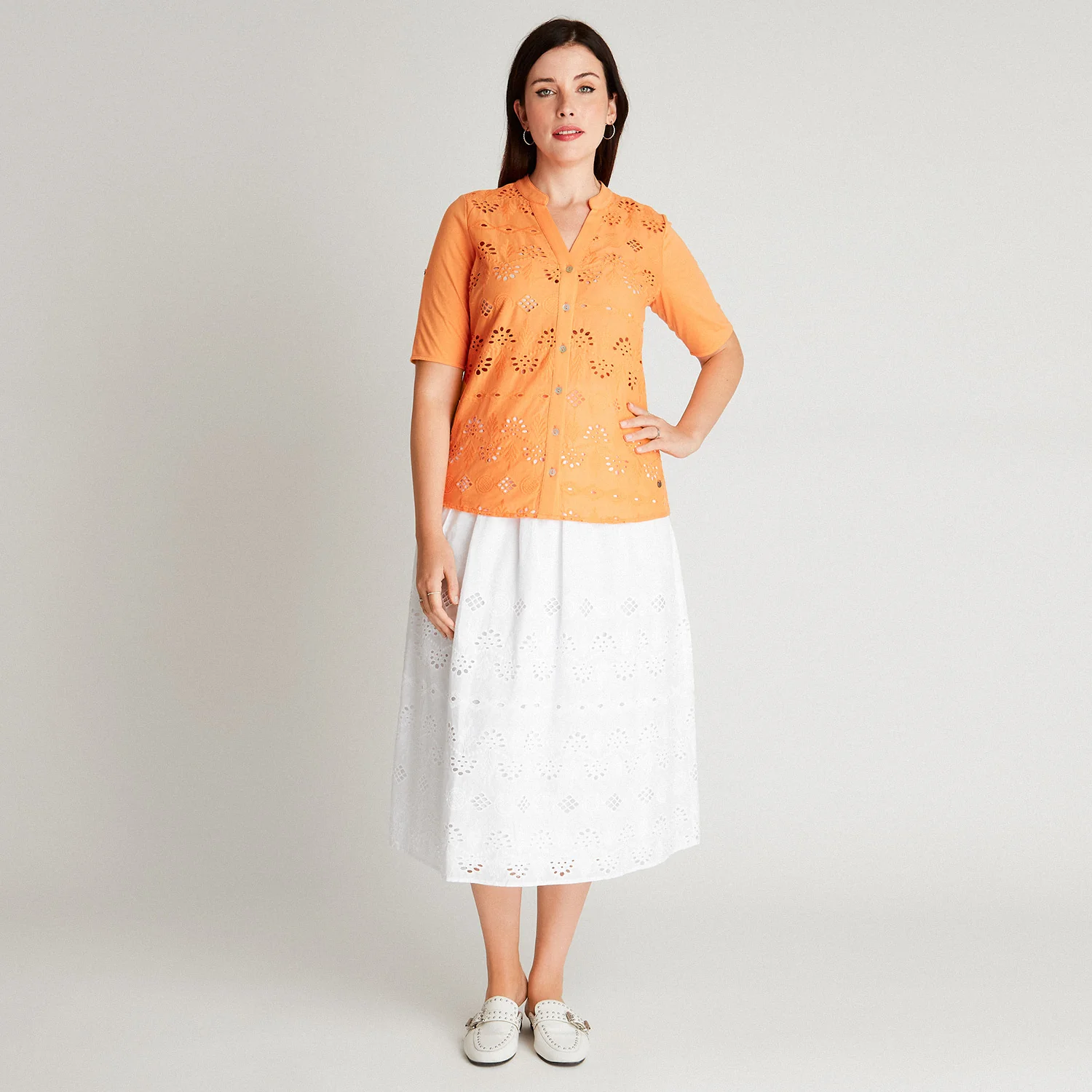 Blusa Naranja Cuello Mao - Image 4