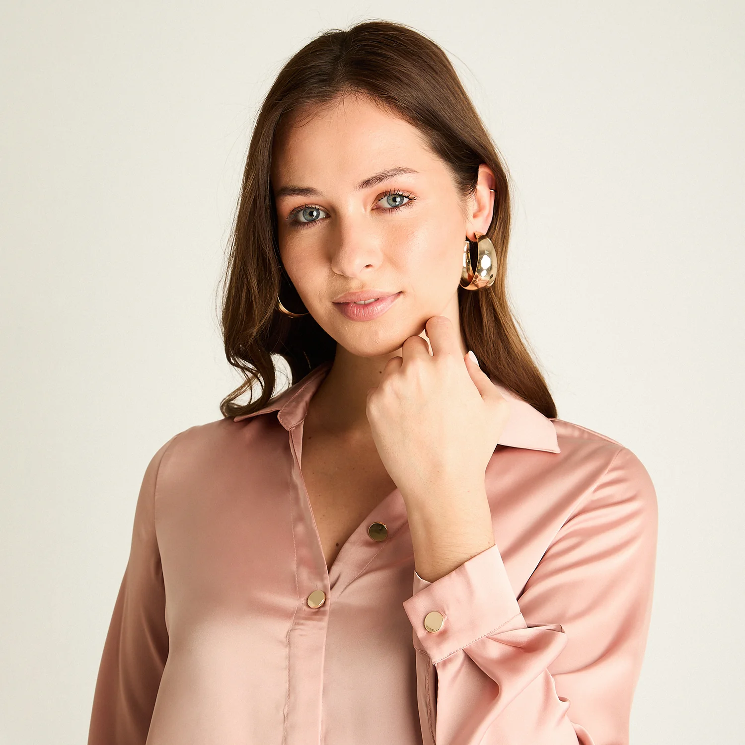 Blusa Mujer Rosa Claro Cuello Camisero V | Primavera Cherry Lady - Image 3