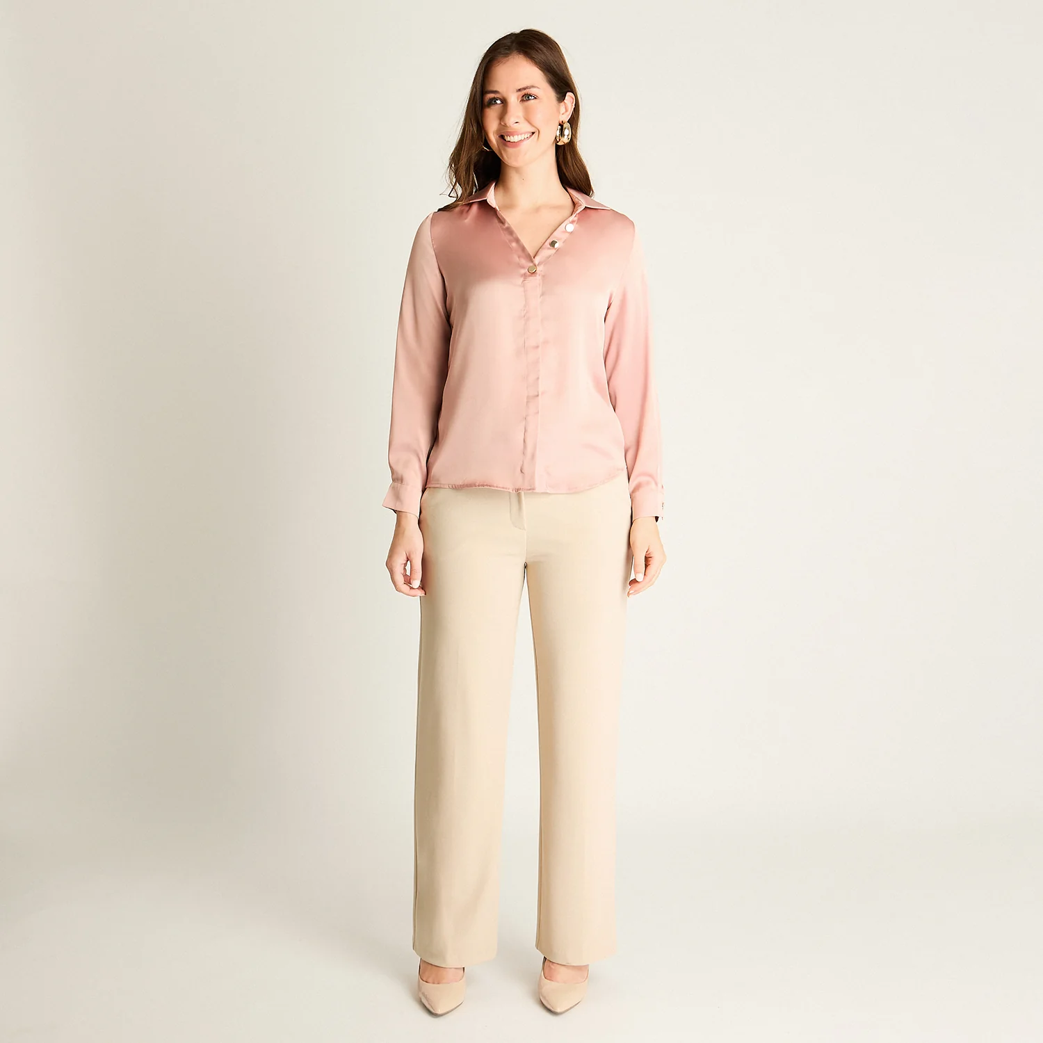 Blusa Mujer Rosa Claro Cuello Camisero V | Primavera Cherry Lady - Image 4