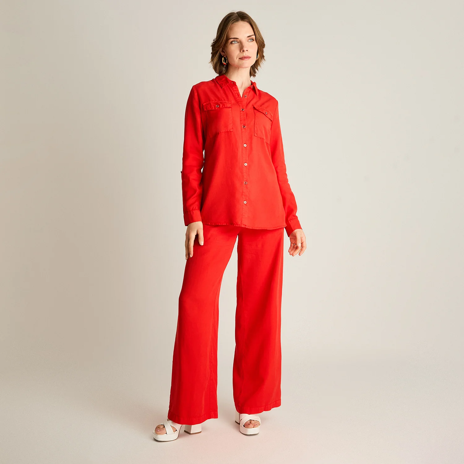 Blusa Roja Camisera de Lyocell - Image 4