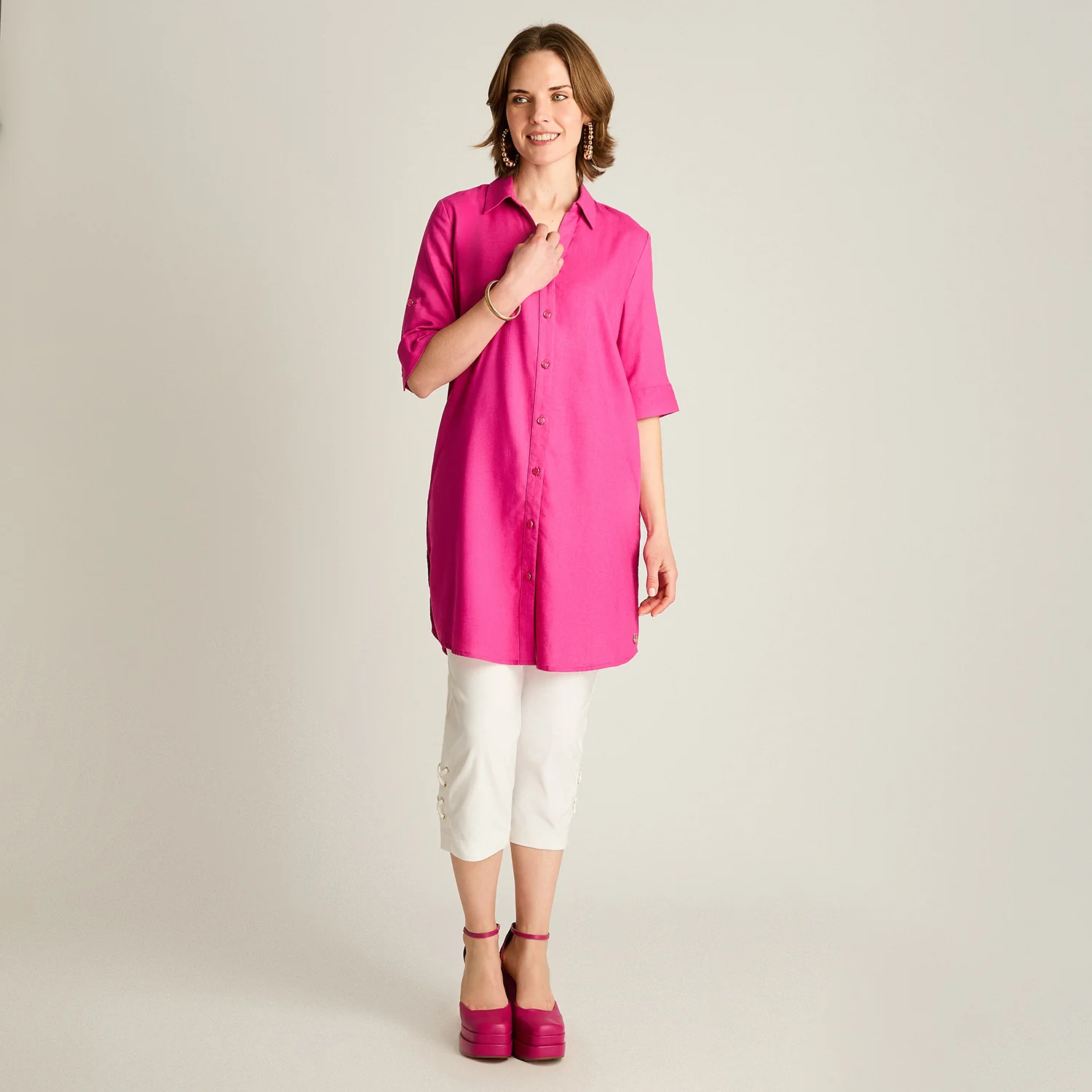 Blusa Morado Manga Larga con Roll Up - Image 4