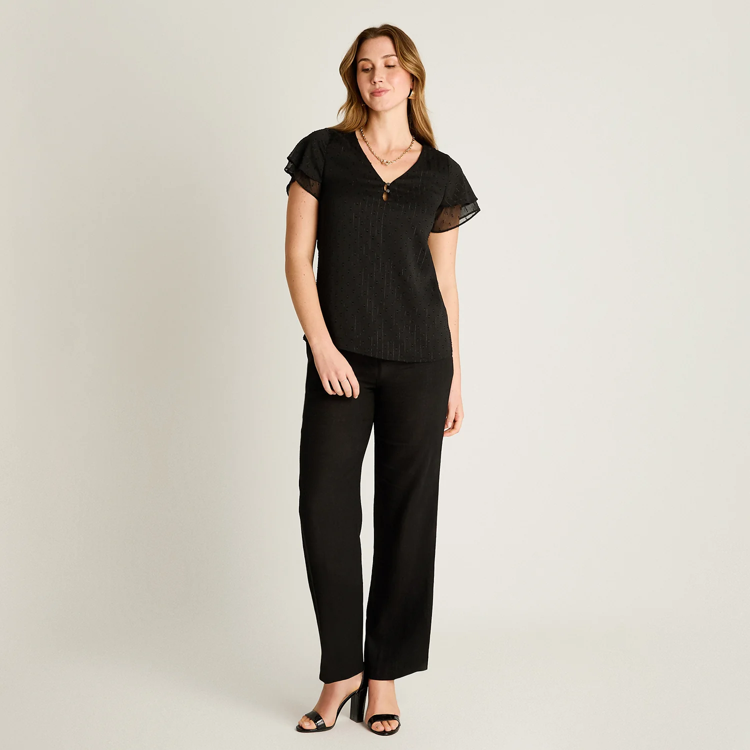 Blusa Negro Manga Corta con Forro - Image 4