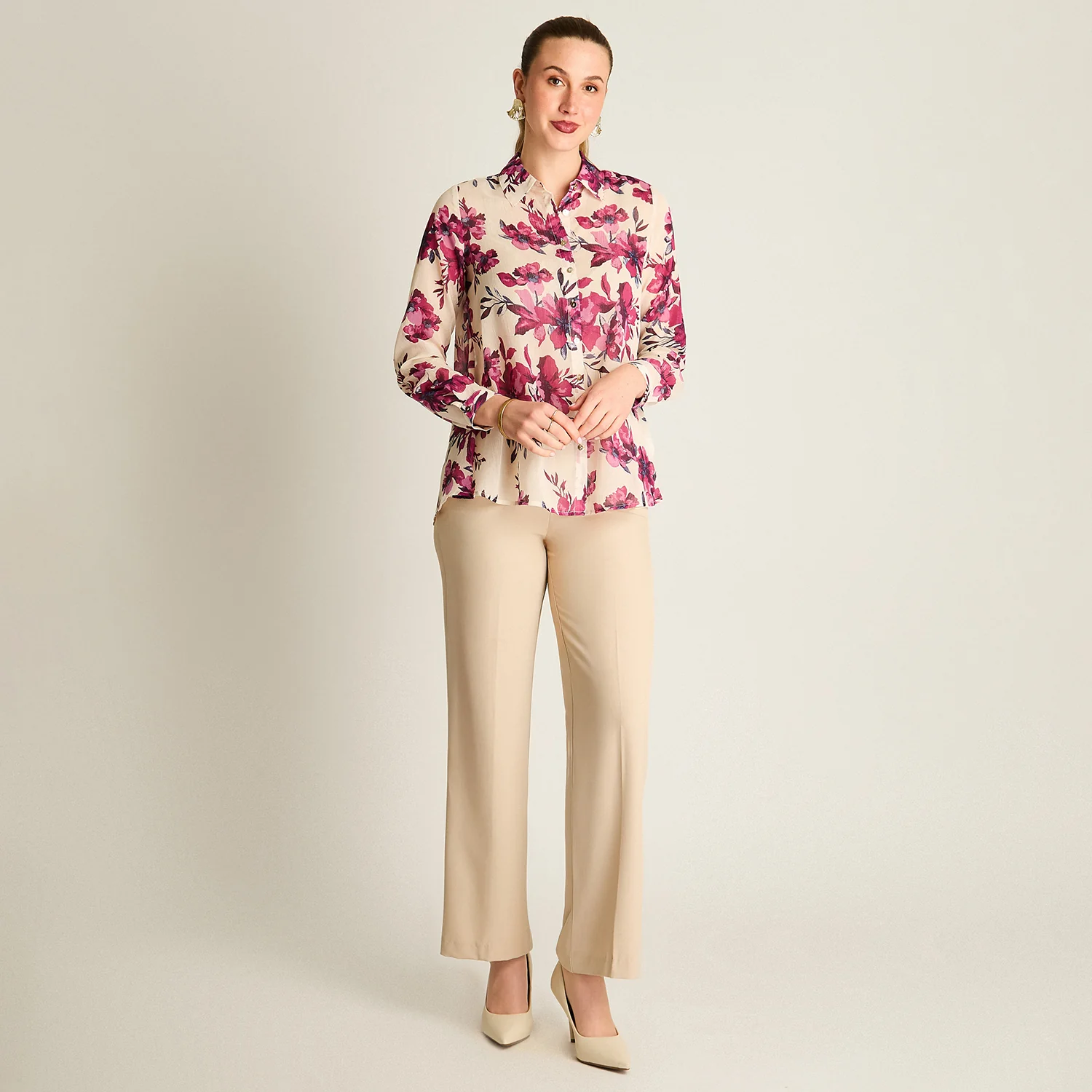 Blusa Camisera Arena Estampada con Lurex - Image 4