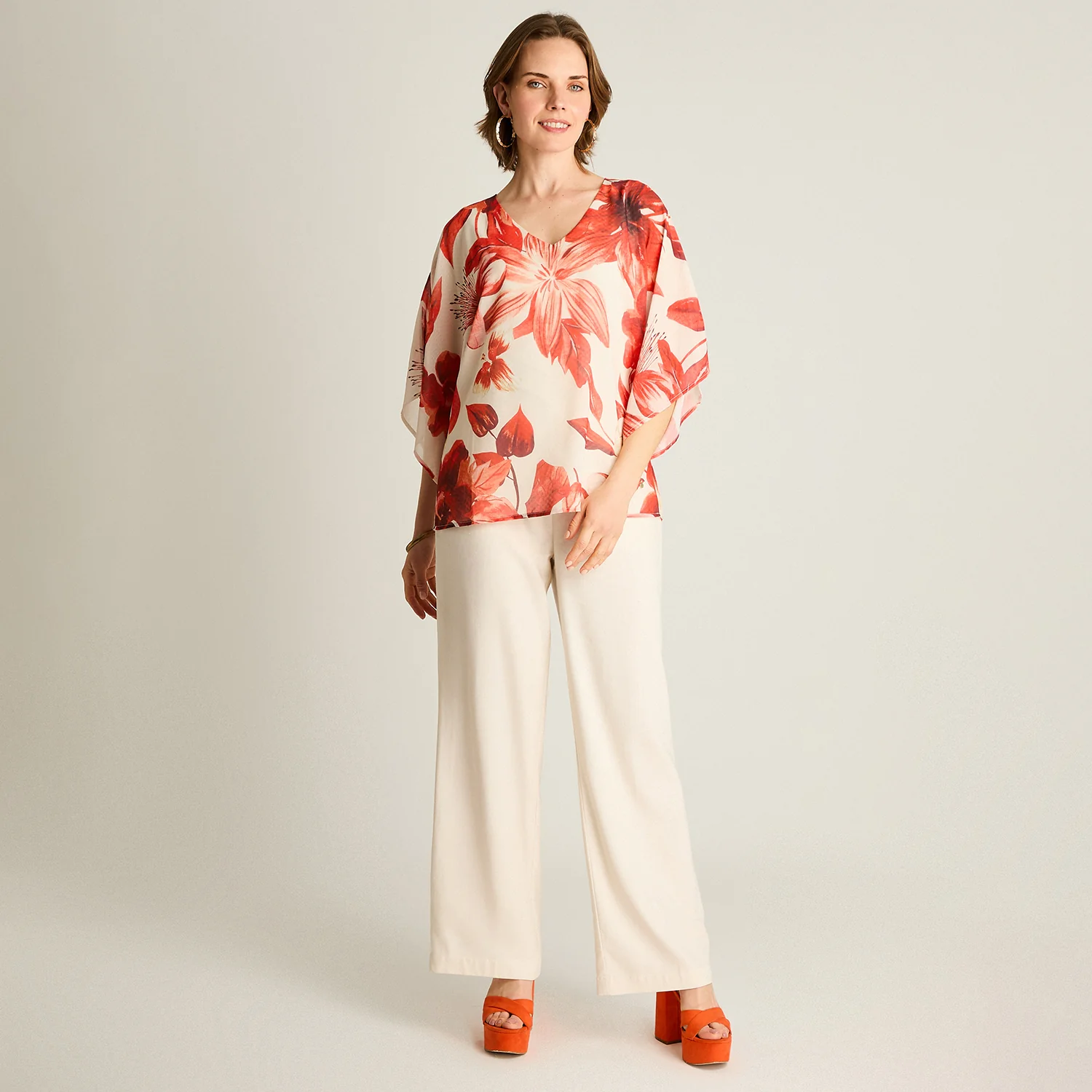 Túnica Naranjo Floral con Forro - Image 4