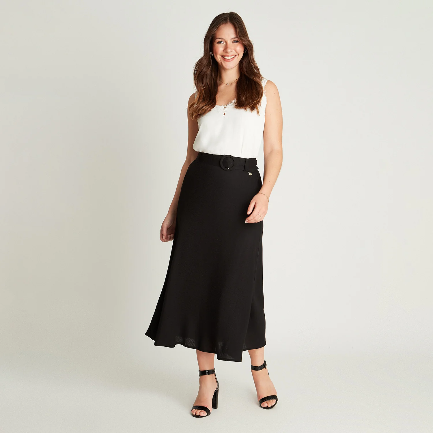 Falda Negro Larga Cinturón - Image 4