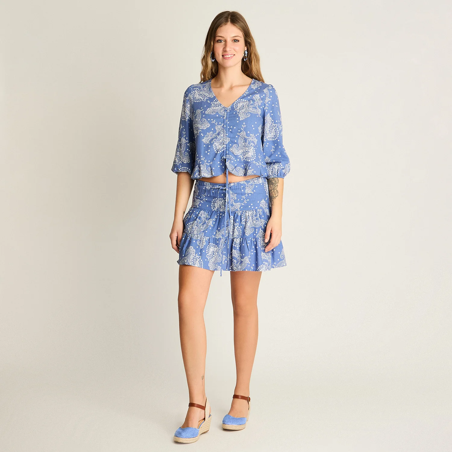 Falda Corta Azul Estampado Mediterráneo - Image 4