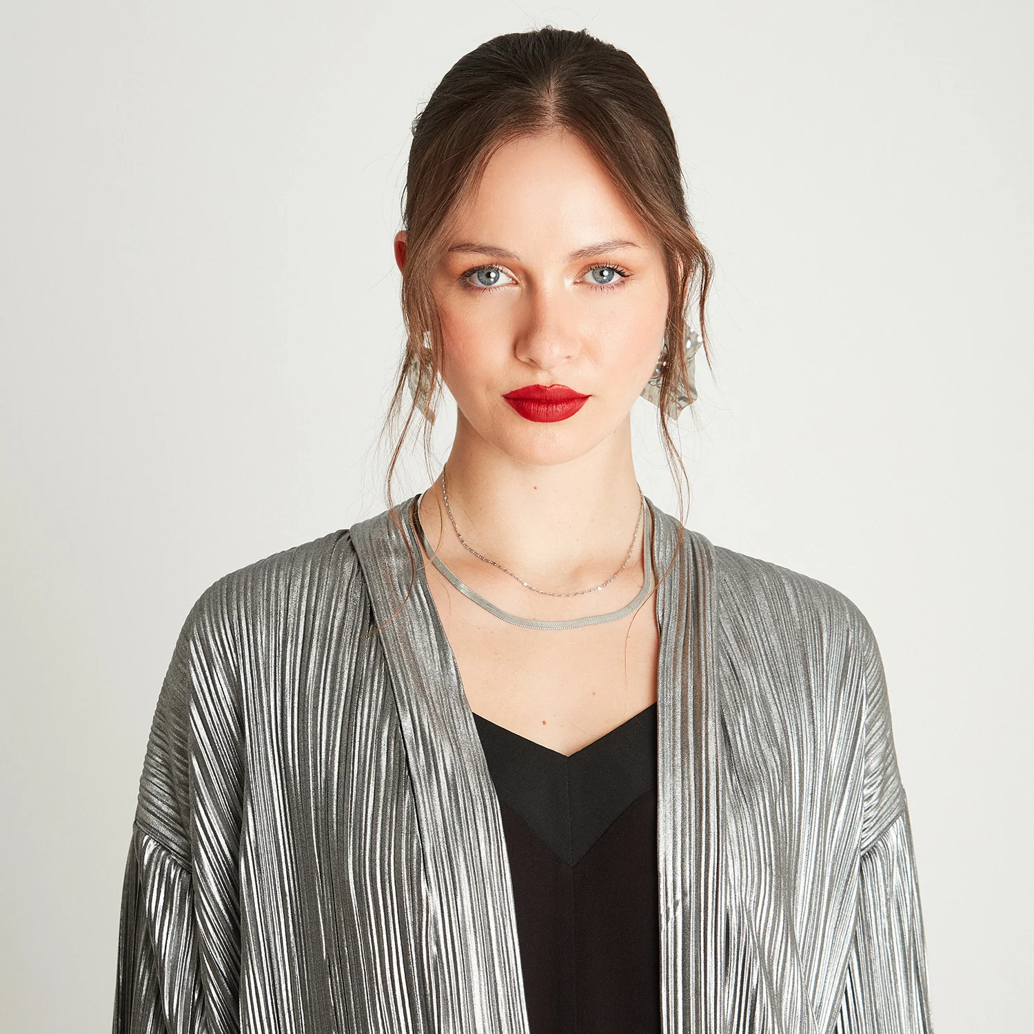 Tapado Negro Manga Kimono Sin Cuello - Image 3