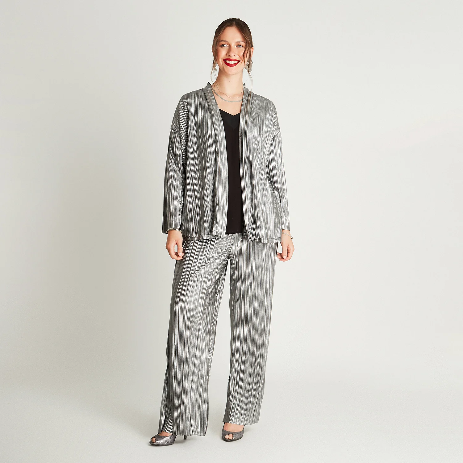 Tapado Negro Manga Kimono Sin Cuello - Image 4