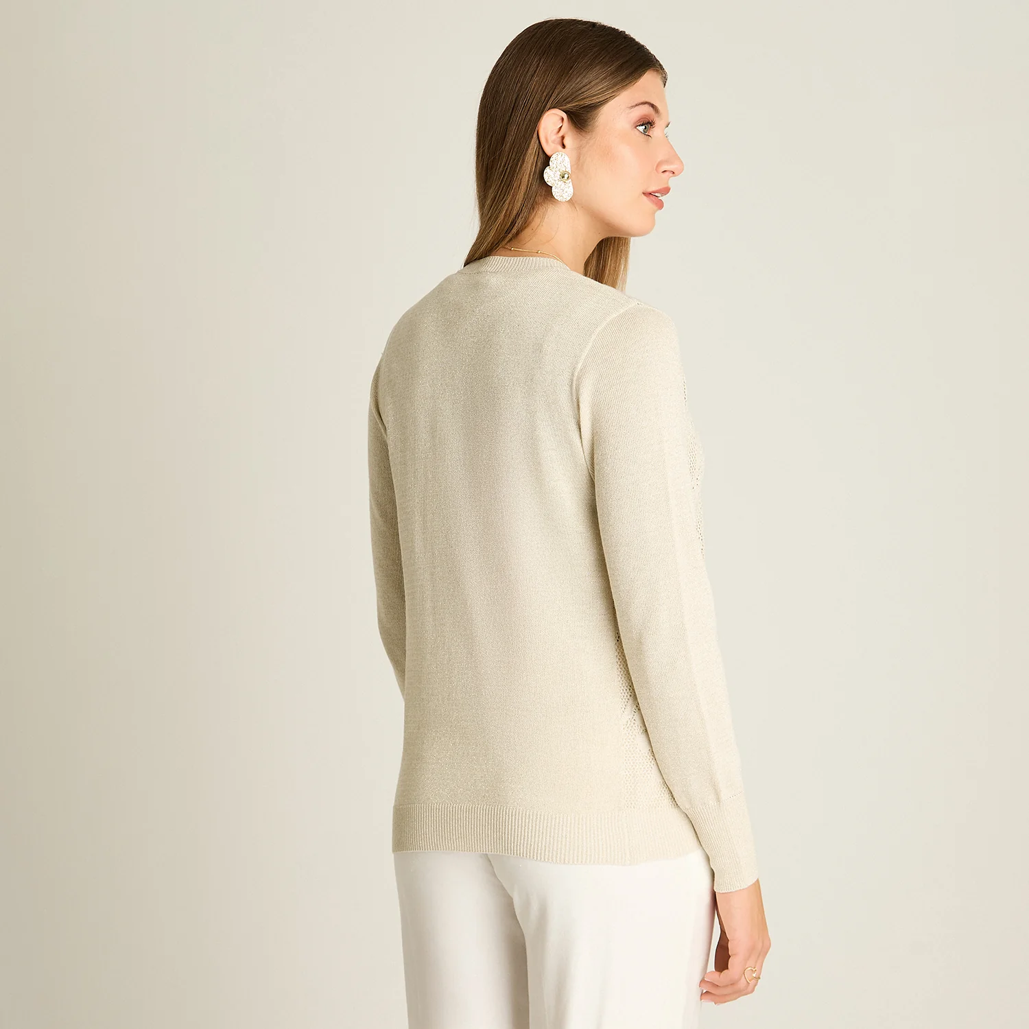 Cardigan Arena con Lurex y Botones Dorados - Image 3