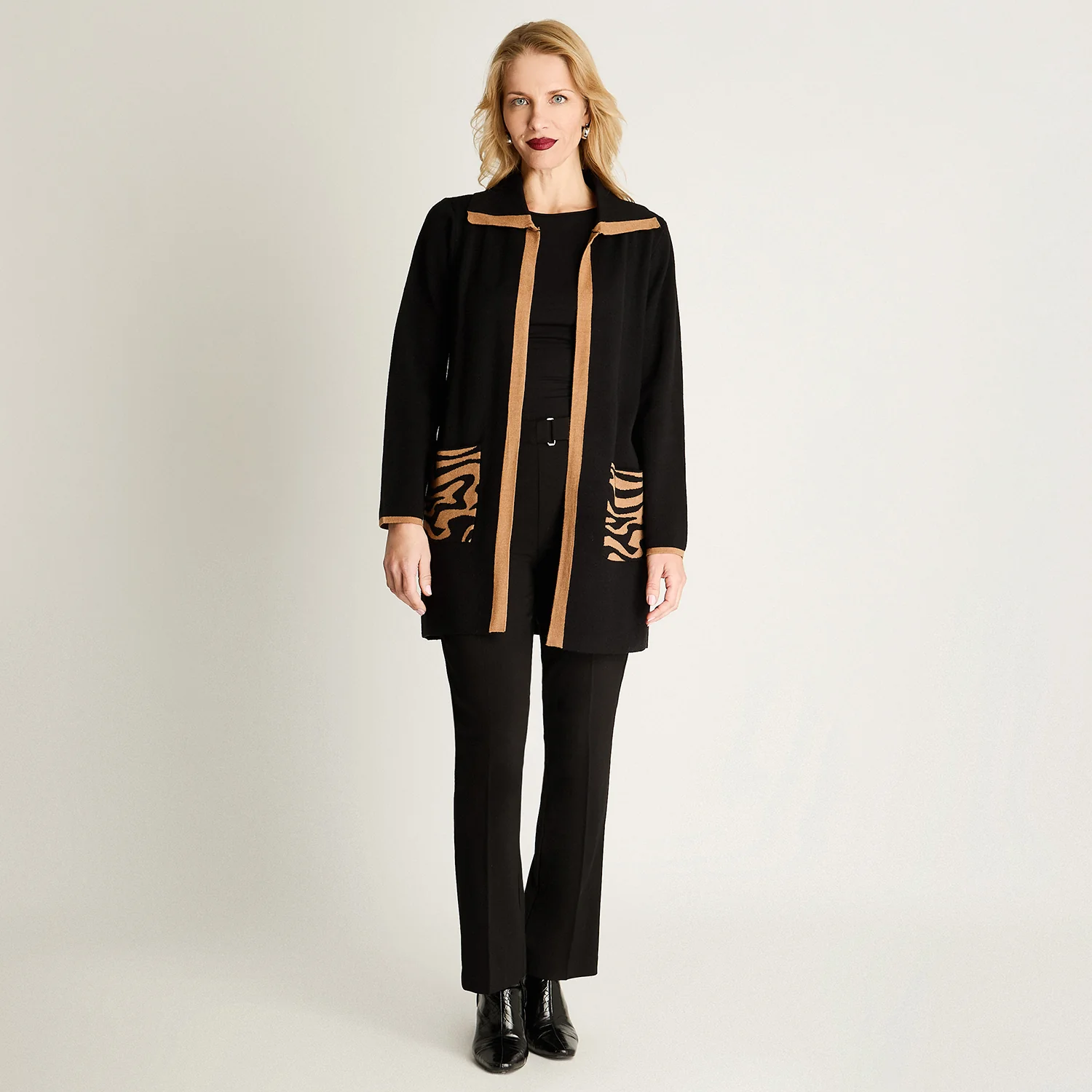 Tapado con Cuello Camisero y Bolsillo Print - Image 4