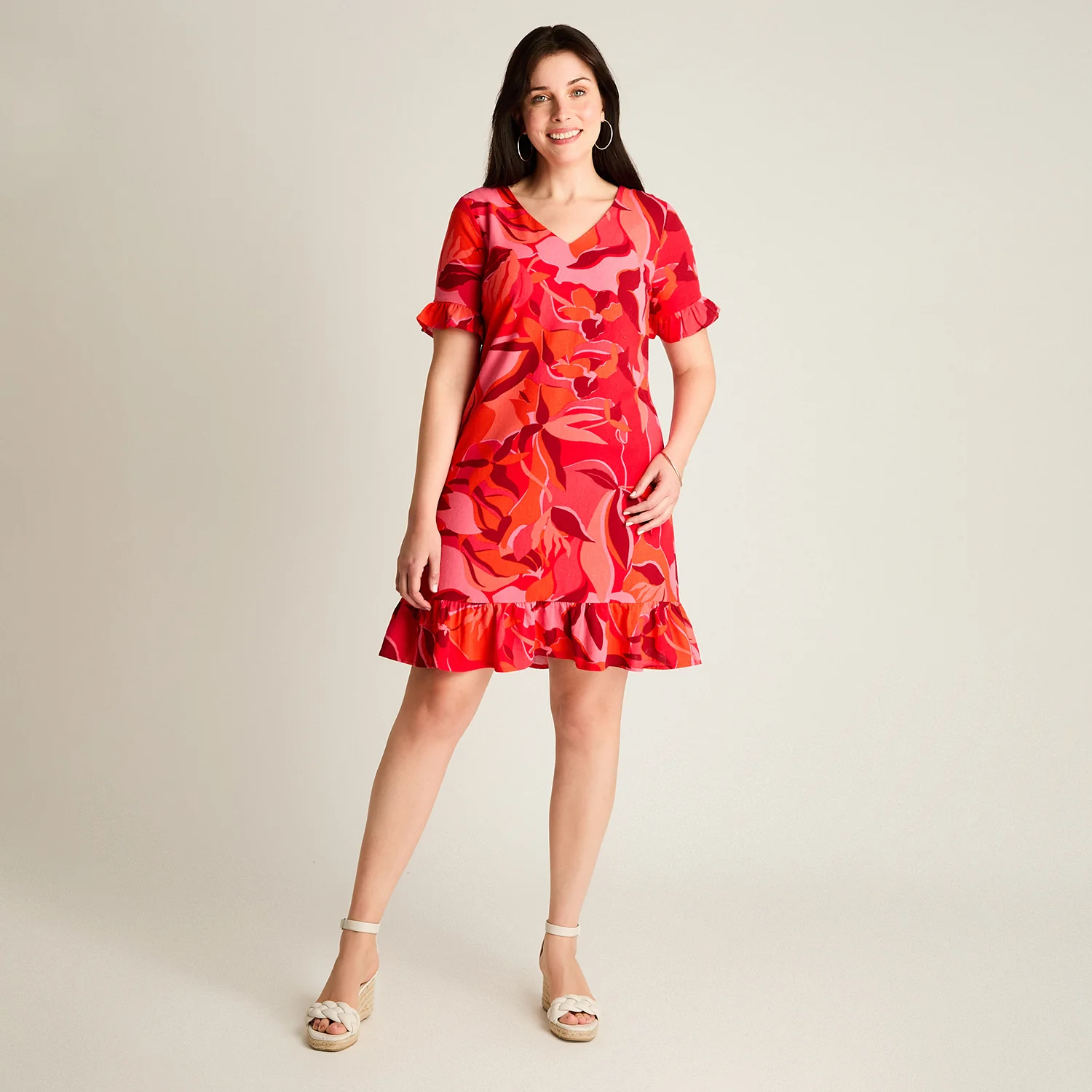 Vestido Corto Rojo No Elasticado Sin Forro Calce Holgado - Image 4