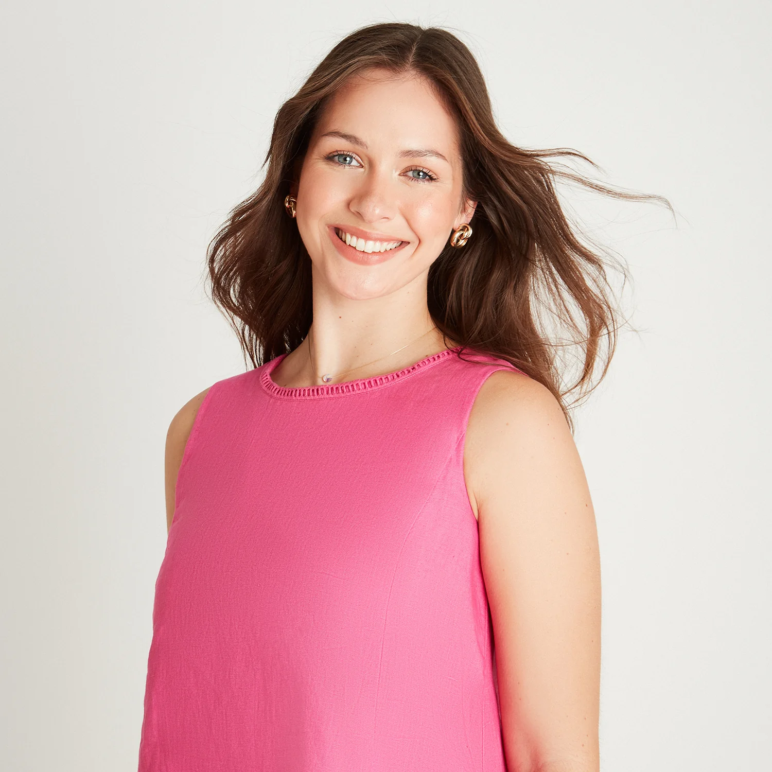 Vestido Midi Lino Fucsia - Image 4