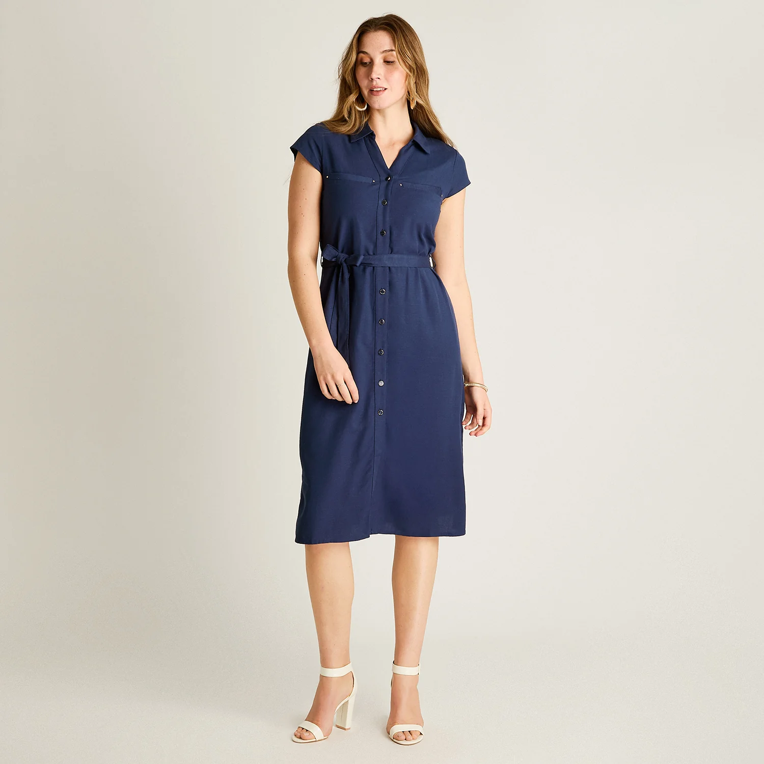 Vestido Midi Azul Lino - Image 4