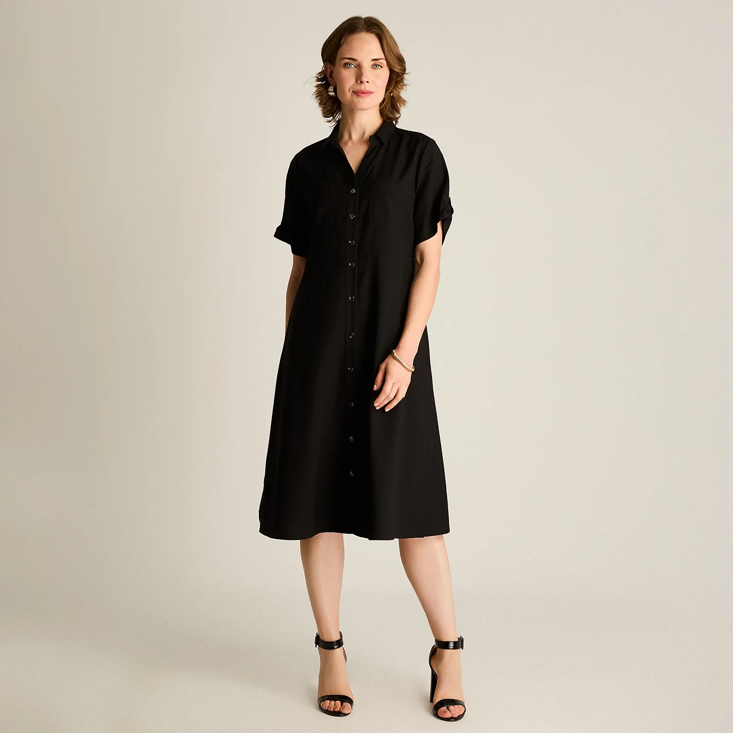 Vestido Midi Negro Sin Forro Calce Holgado - Image 4