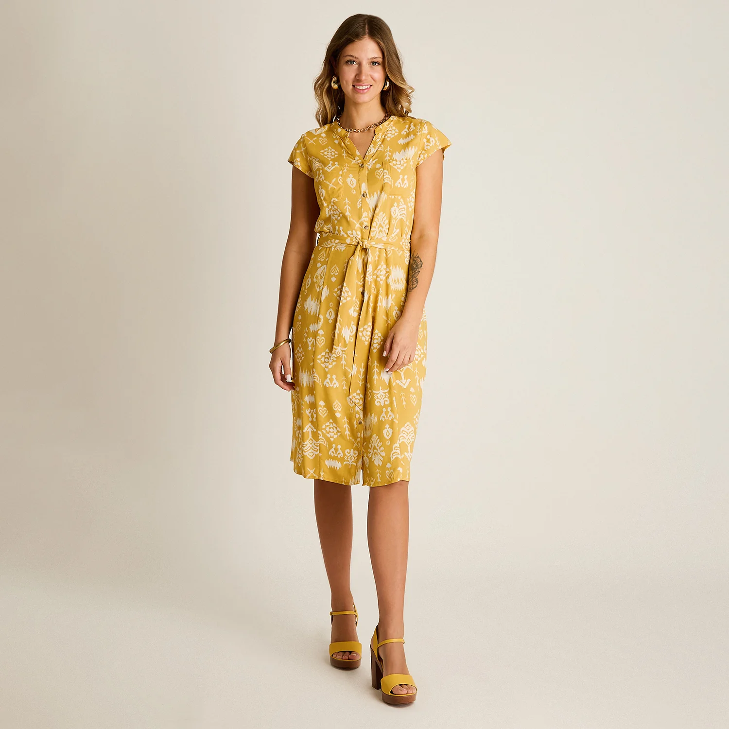 Vestido Midi Mostaza – Fresco, cómodo y de Calce normal - Image 5